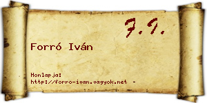 Forró Iván névjegykártya